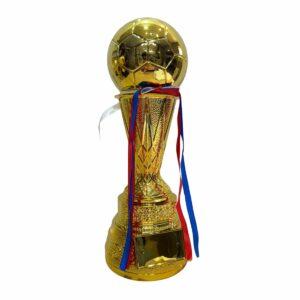 fancy metal soccer ball trophy