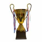 large gold trophy wooden base